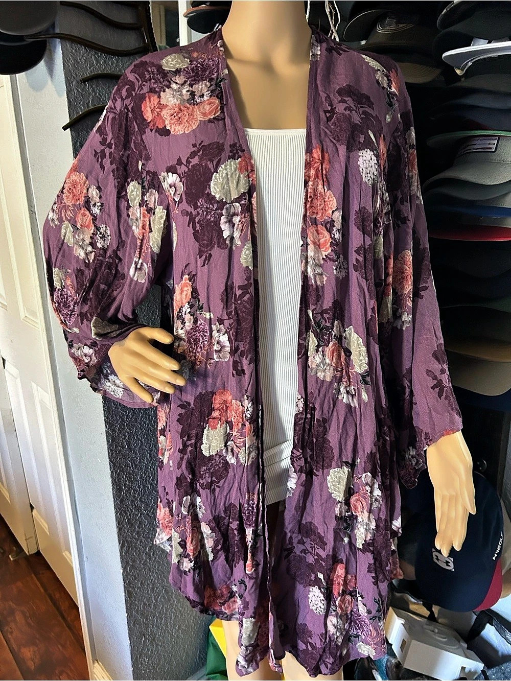 Torrid Floral Open Front Purple Pink Size 1/2 Like New